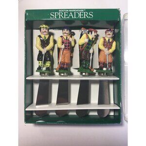 Old-Time Golfer Party Cheese Spreader Knife Set Of 4 Stainless Steel Serving Dip